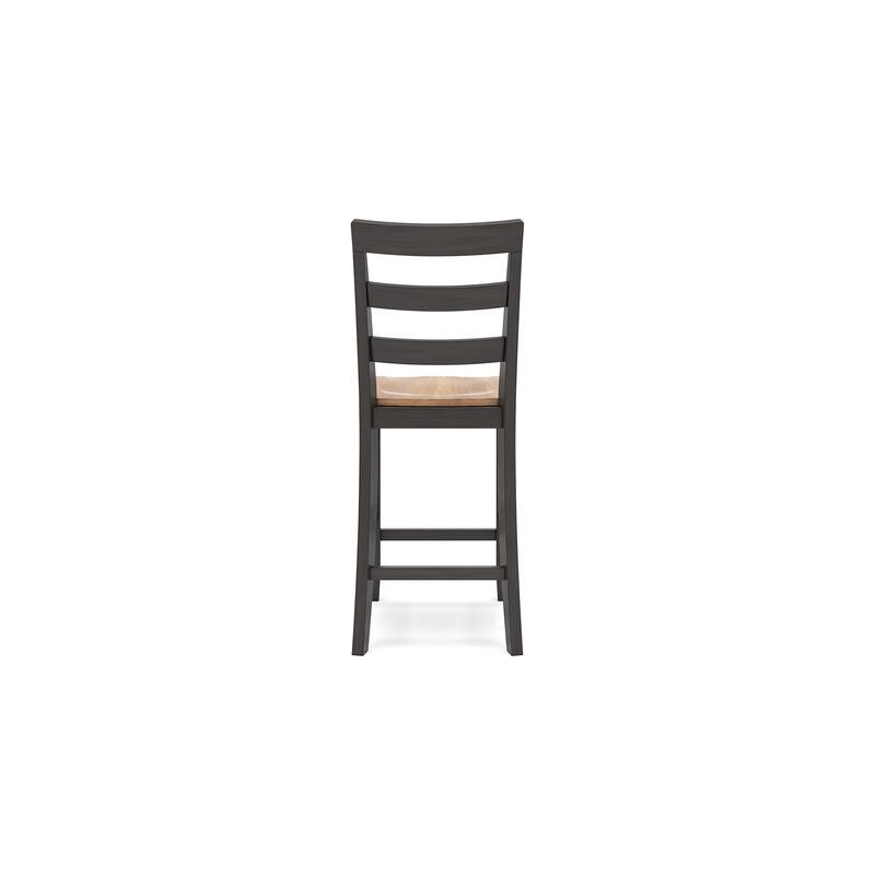Gasy Counter Height Chair Set of 2, 24 Inch Dark Brown, Contoured Seat - Benzara