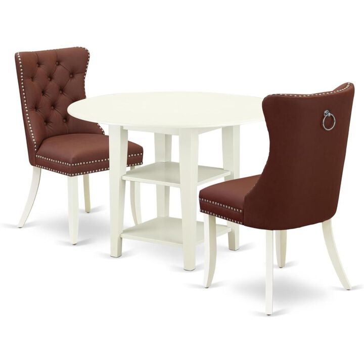 3 Piece Kitchen Dining Set Consists of a Round Dining Table