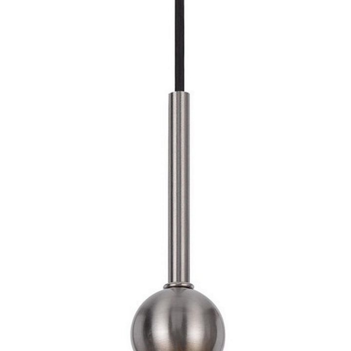 8 Inch Dia. Pendant Ceiling Light Fixture, Rope Woven Shade, Brown, Chrome-Benzara