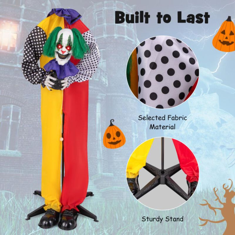 Hivvago 4.5FT Grins Animatronic Clown with Pre-Recorded Phrases and LED Eyes