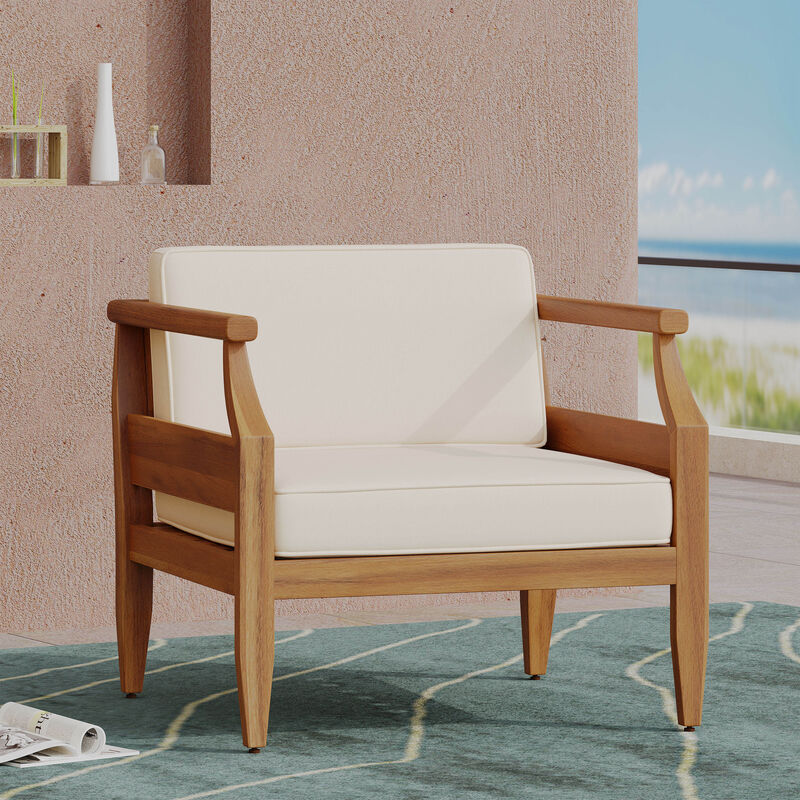 Merax Wooden Frame Club Chair for Indoor Outdoor