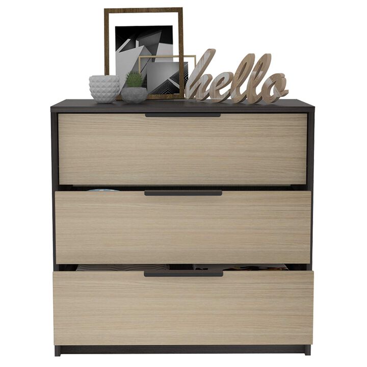 Kaia 3 Drawers Dresser, Superior Top -Smokey Oak / White