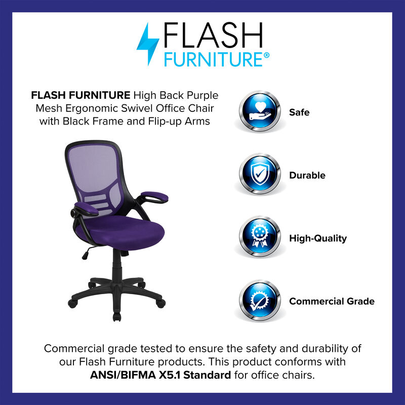 Porter High Back   Mesh Ergonomic Swivel Office Chair with Frame and Flip-up Arms