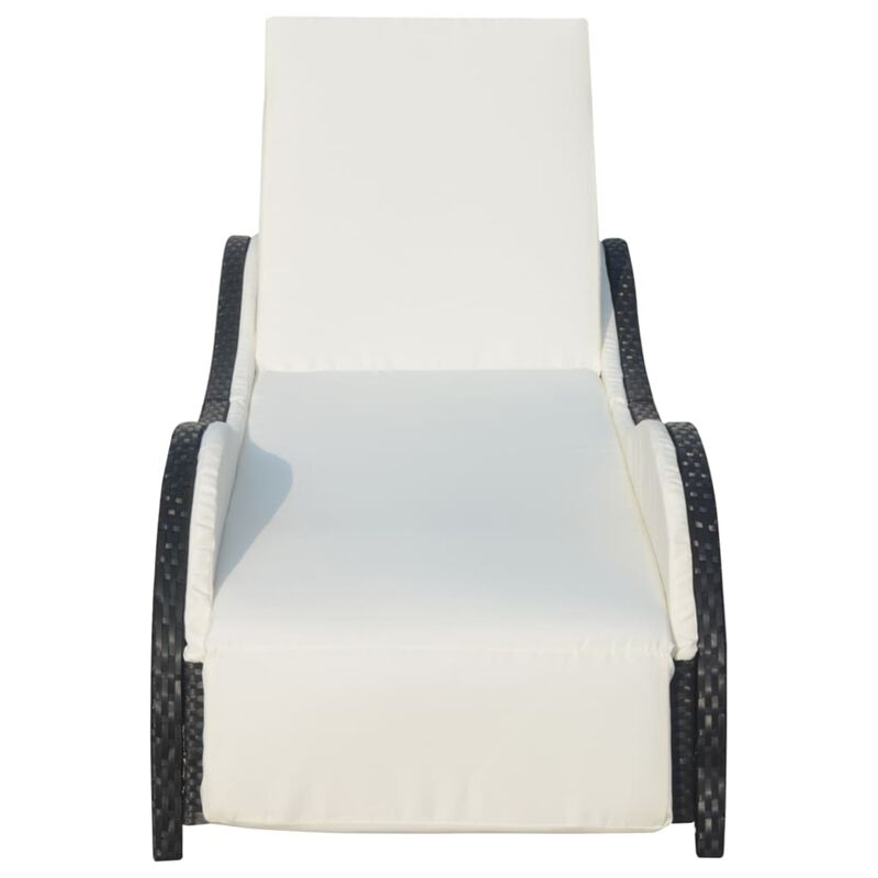 vidaXL Sun Lounger with Cushion Poly Rattan Black