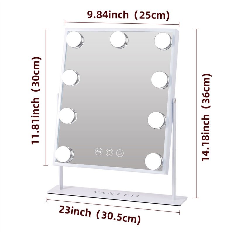 10''*12'' Hollywood Makeup Vanity Mirror With 9 LED Bulbs White