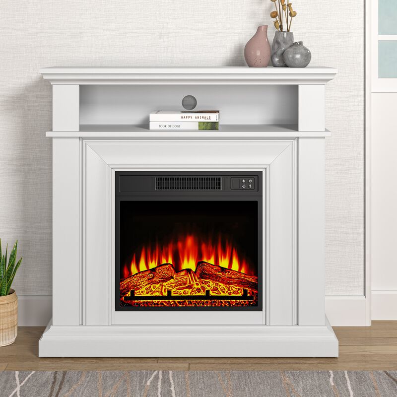 FESTIVO 36-Inch Electric Fireplace with Mantel & Wood Finish