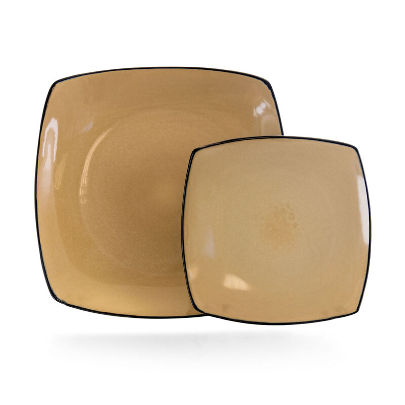 Soho Lounge 16 pc Dinnerware, Taupe Square Shape (Service for 4)