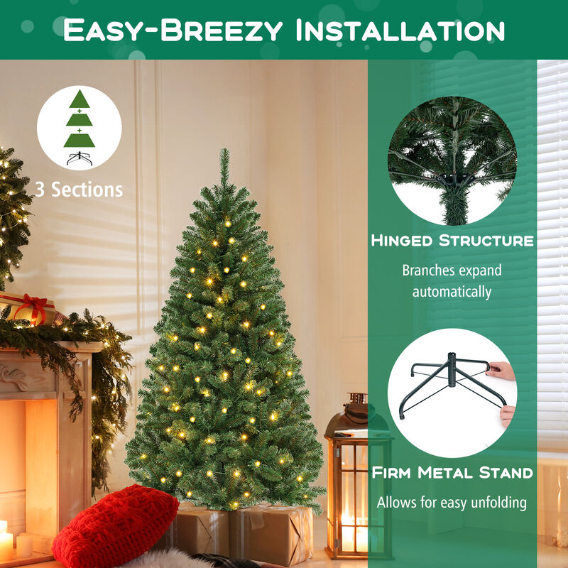 Artificial Christmas Tree with Branch Tips and  LED Lights