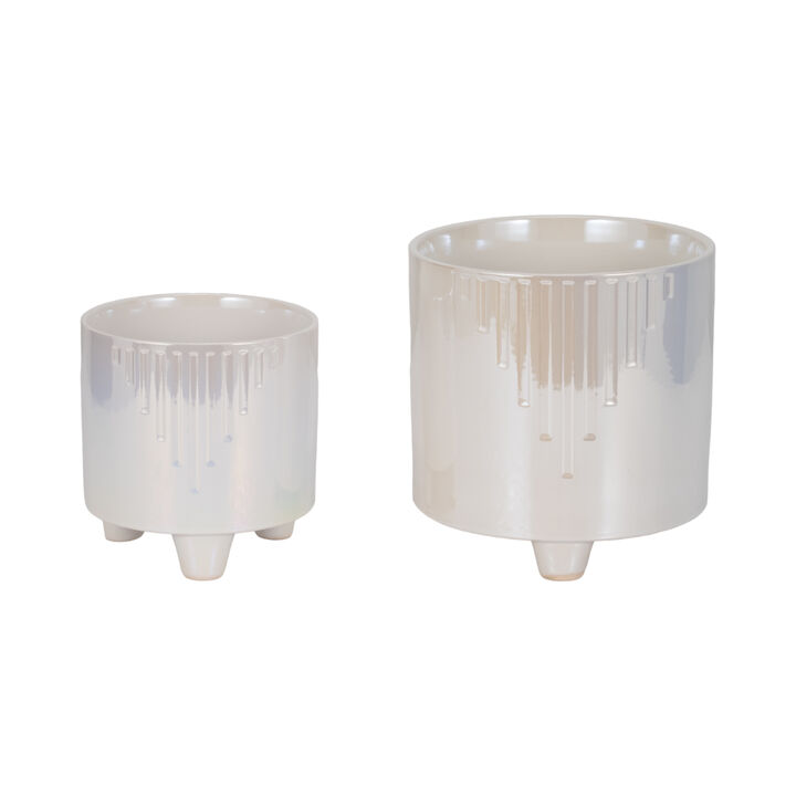 Iridescent Line Ivory Planters