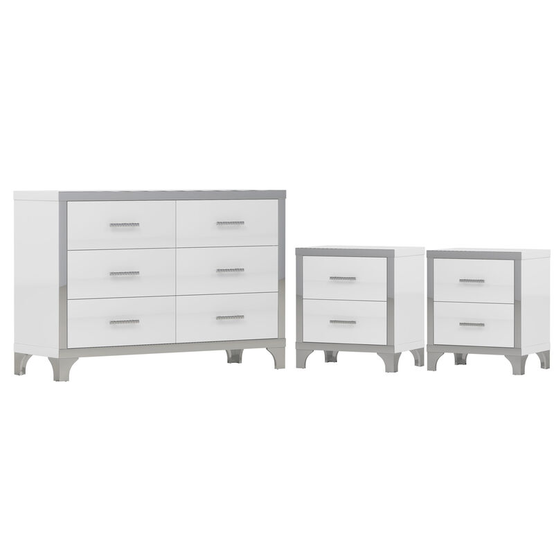 Merax 1 Dresser and 2 Nightstands Bedroom Set