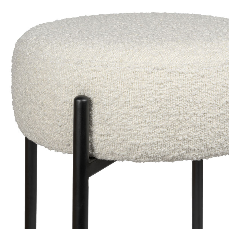 Paola Modern Minimalist Round Backless Metal/Vegan Leather Cushioned Counter Stool