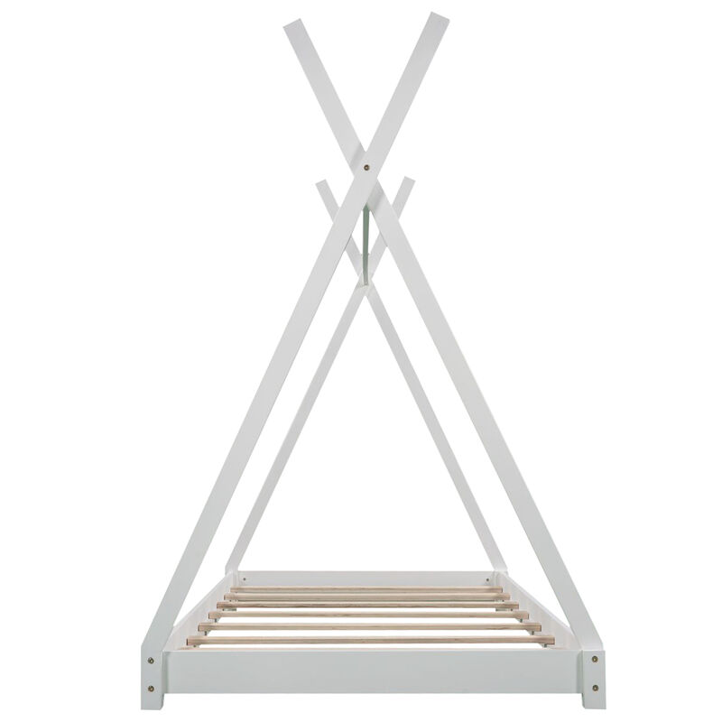 Merax Twin Size House Platform Bed with Triangle tructure