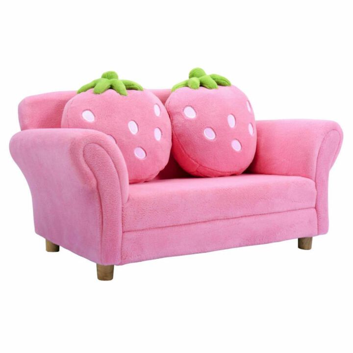 Hivvago BL/PI Kids Strawberry Armrest Chair Sofa-Pink