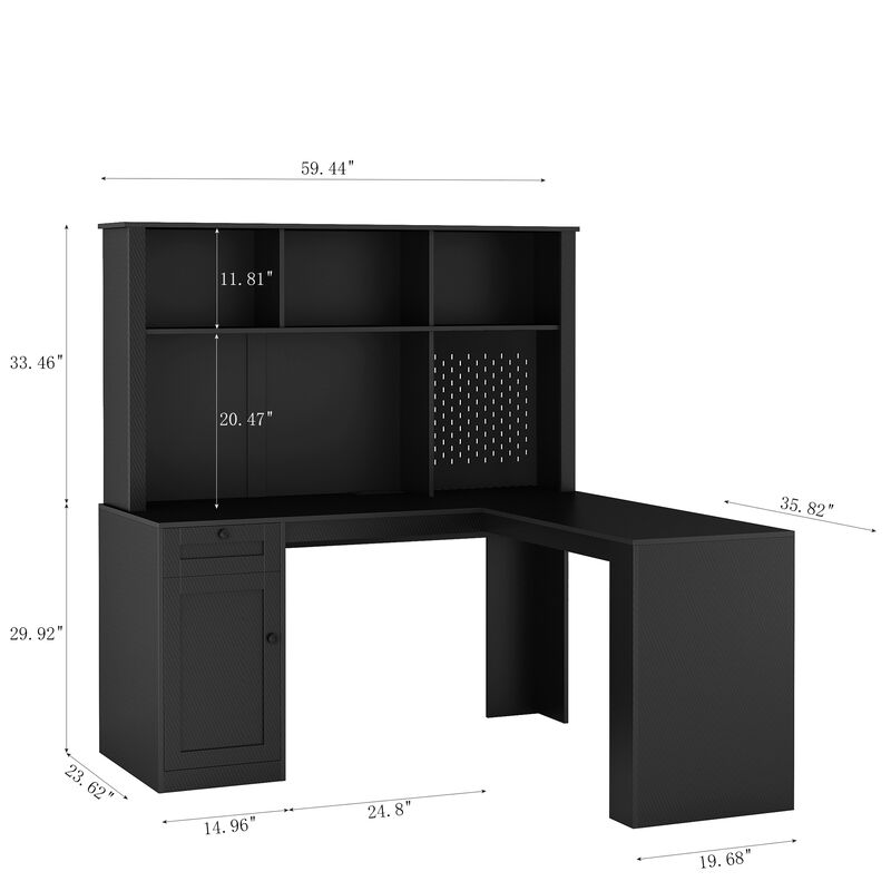 Space-Saving L-Shaped Desk with 2 USB Ports & 3 Outlets
