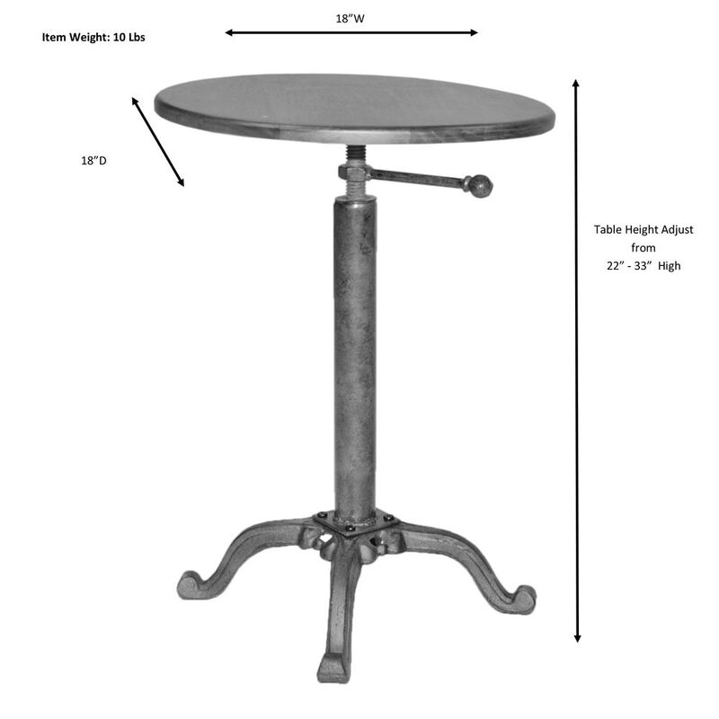 Carolina Living Colton Adjustable Vintage Table - Industrial