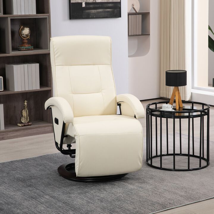 Beige Swivel Recliner: 135° Adjustable, Padded Seat