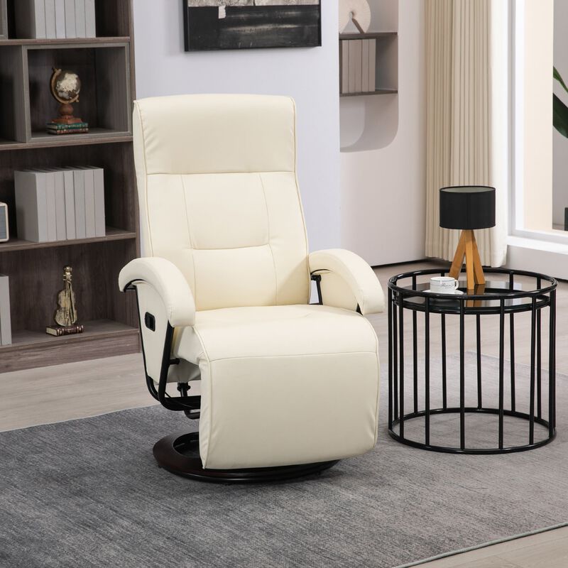 Beige Swivel Recliner: 135° Adjustable, Padded Seat