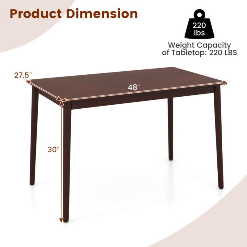 Hivvago 48 Inches Mid Century Dining Table for 4 with Rubber Wood Legs