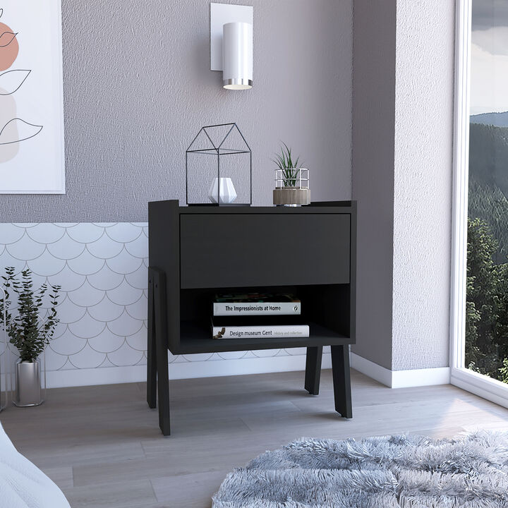 DEPOT E-SHOP Caladium Nightstand, One Drawer, One Open Shelf, Light Gray