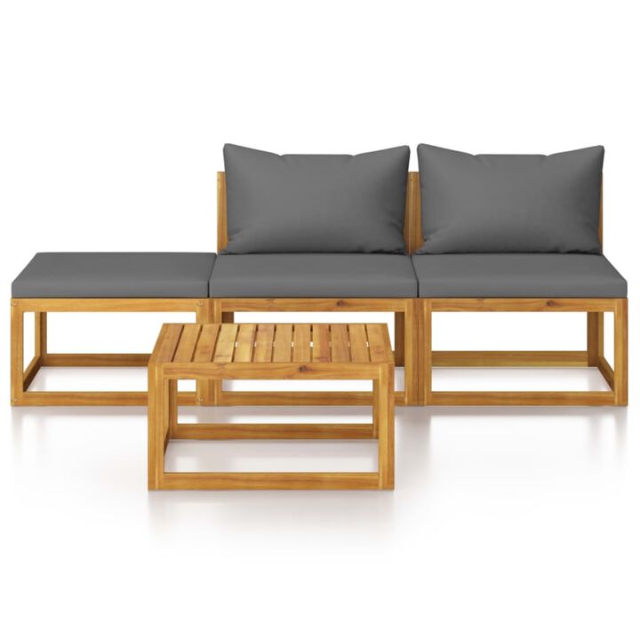 vidaXL 4 Piece Garden Lounge Set with Cushion Solid Acacia Wood