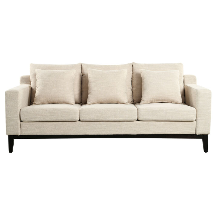 Merax Comfy 3-seat Sofa with Wooden Legs