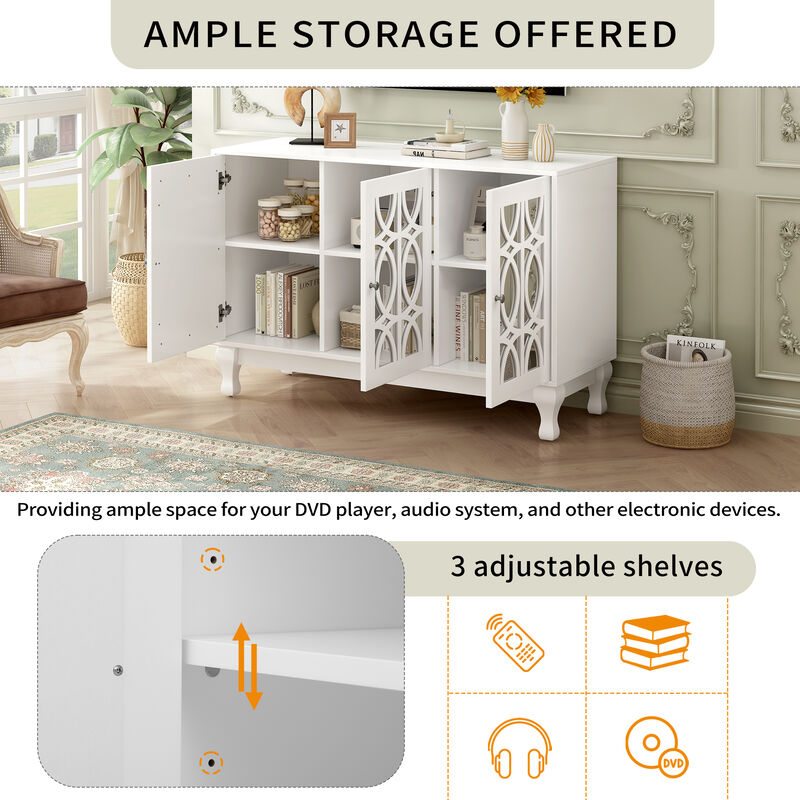 Merax Modern Mirrored TV Stand Storage Cabinet