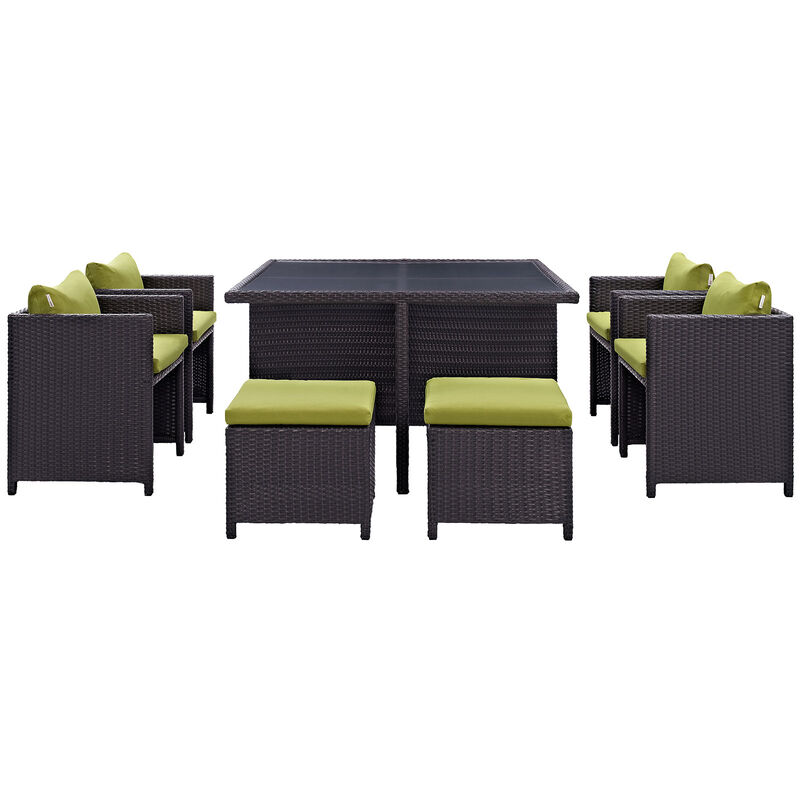 Inverse 9 Piece Outdoor Patio Dining Set - Espresso Peridot