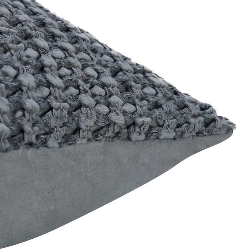 Cae Square Euro Pillow Sham, Blue Cotton, Belgian Flax Linen, 26 Inch - Benzara