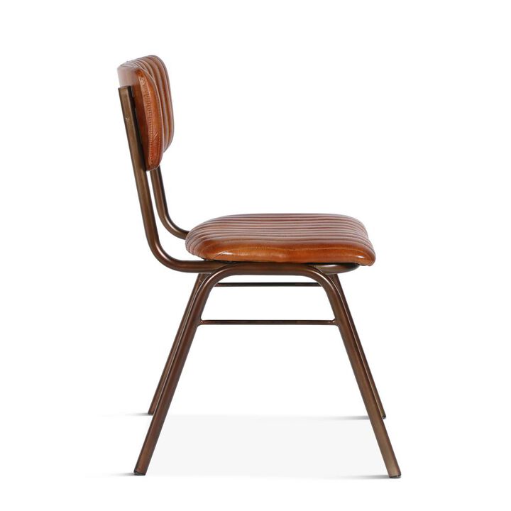Belen Kox Retro Leather Stitched Side Chairs, Set of 2, Belen Kox