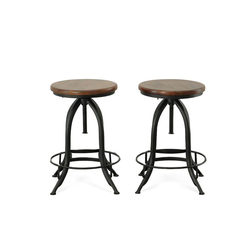 Carolina Living Ryder Adjustable Barstool - Chestnut Seat - Black Base