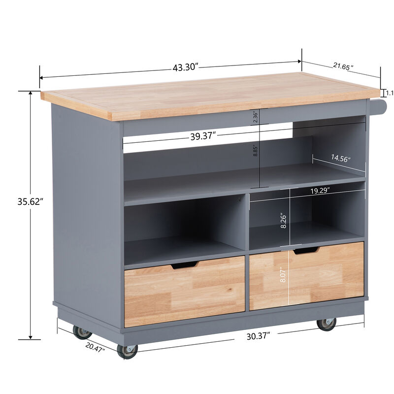 Merax Classic Two-sided Kitchen island Cart on Wheels