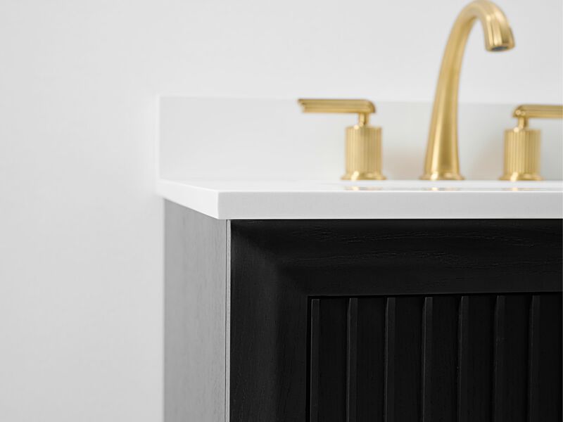 Turlington 24 in. Dark Oak Bath Vanity Set with White Quartz Vanity Top and White Undermount Basin