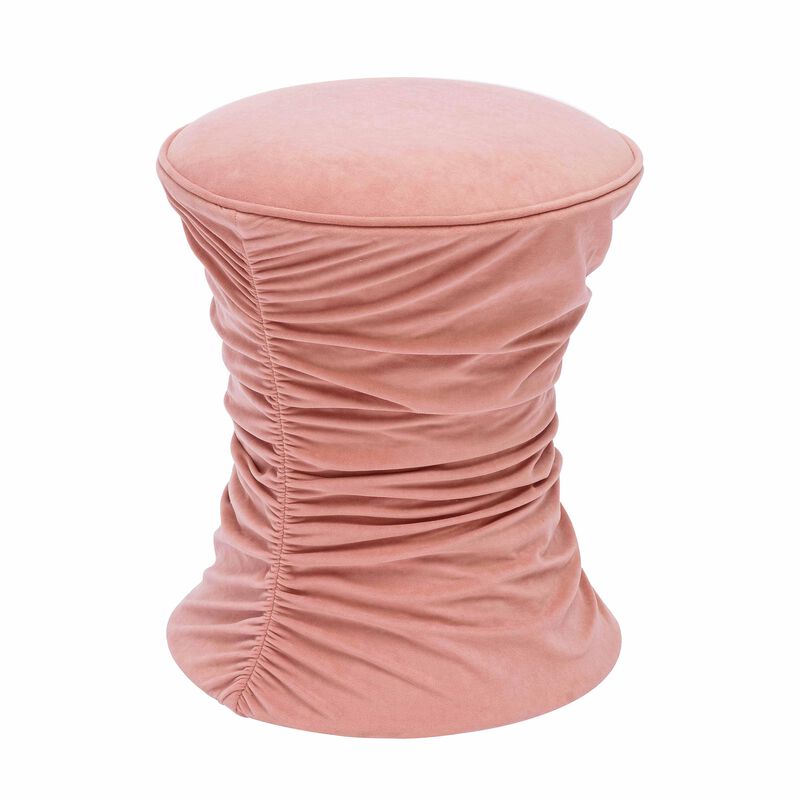 Bounce Dark Terracotta Ruched Velvet Adjustable Ottoman