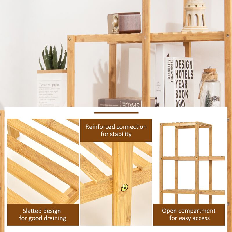 Multifunctional Bamboo Shelf Display Organizer