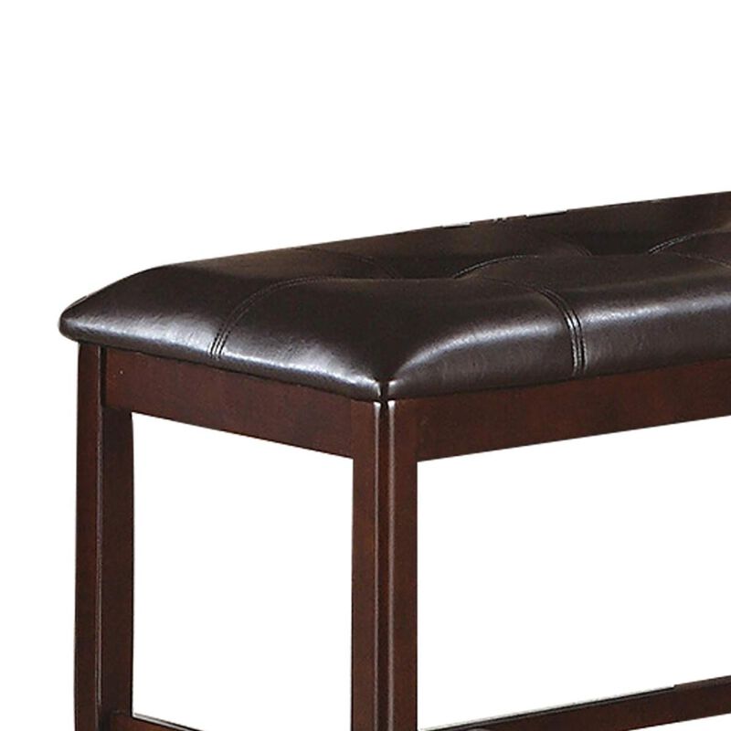 Brown Faux Leather Counter Height Bench