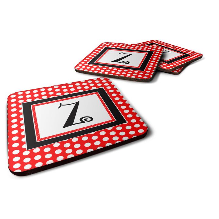 Caroline's Treasures CJ1012-ZFC Monogram-Red Black Polka Dots Foam Coasters (Set of 4), Initial Letter Z, 3.5 H x 3.5 W, Multicolor