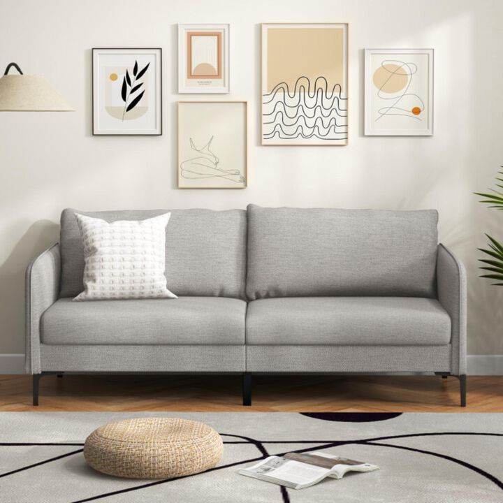 Hivvago Modern 76 Inch Loveseat Sofa Couch for Apartment Dorm with Metal Legs-Gray