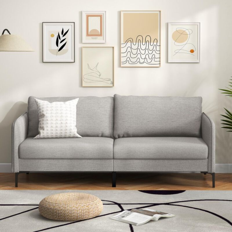 Hivvago Modern 76 Inch Loveseat Sofa Couch for Apartment Dorm with Metal Legs-Gray