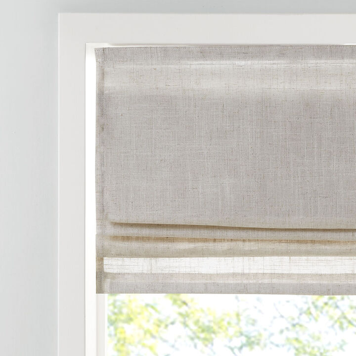 Gracie Mills Eulalie Cordless Lightweight Linen Blend Roman Shade - 27x64"