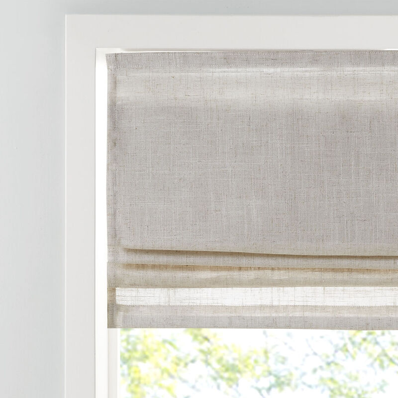Gracie Mills Eulalie Cordless Lightweight Linen Blend Roman Shade - 27x64"
