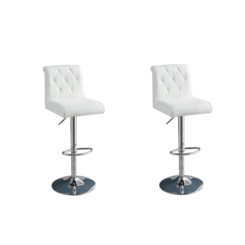 Modern White Faux Leather Barstool Set-2