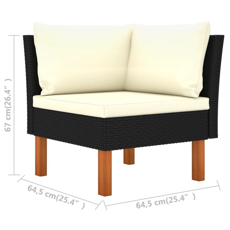 vidaXL 6 Piece Garden Lounge Set with Cushions Poly Rattan Black