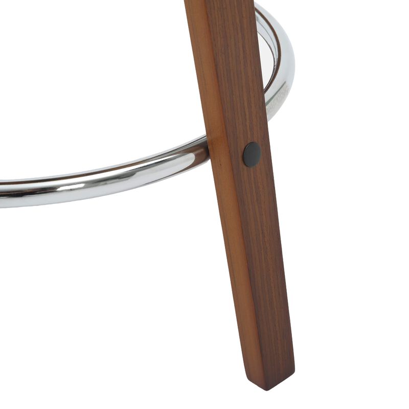 LeisureMod Pelya Modern Swivel Counter Stool Upholstered in Leather in Taupe