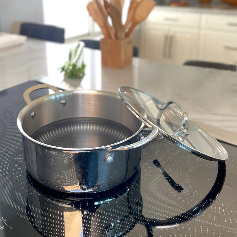 Tri-ply Stainless Steel Diamond Nonstick 4.8 QT Dutch Oven with Glass Lid