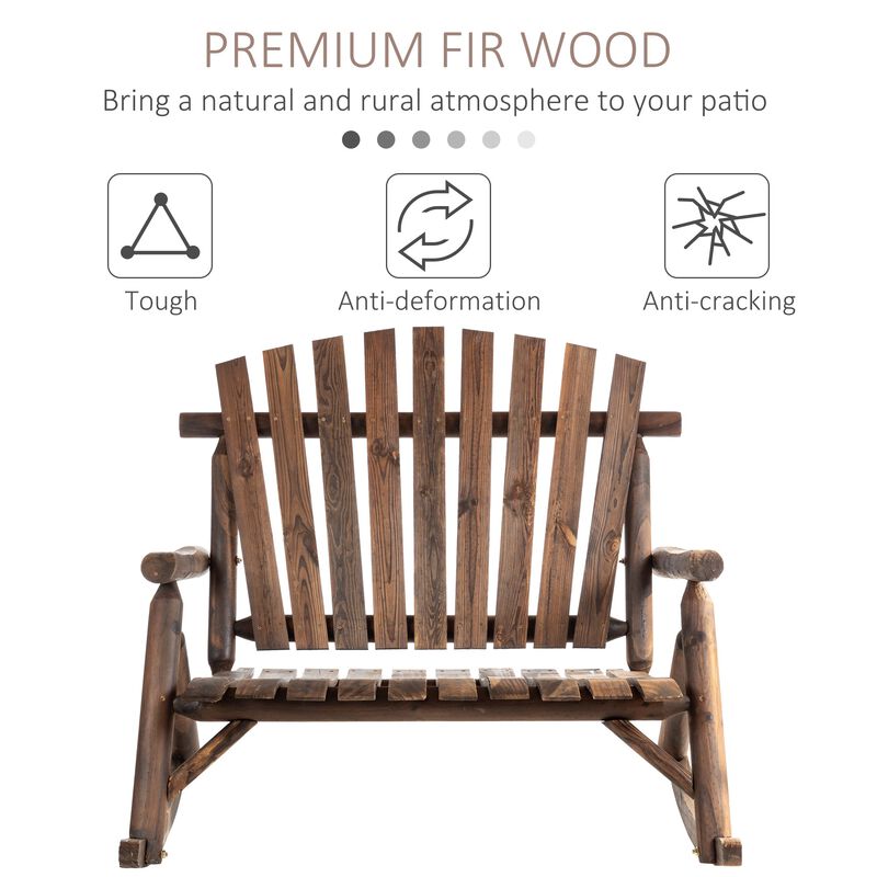 Black Rustic Rocker: Wooden Adirondack Chair for Outdoor Use