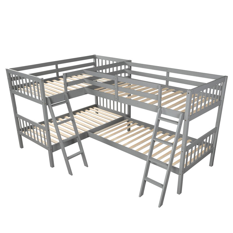 L-Shaped Bunk Bed With Ladder, Twin Size