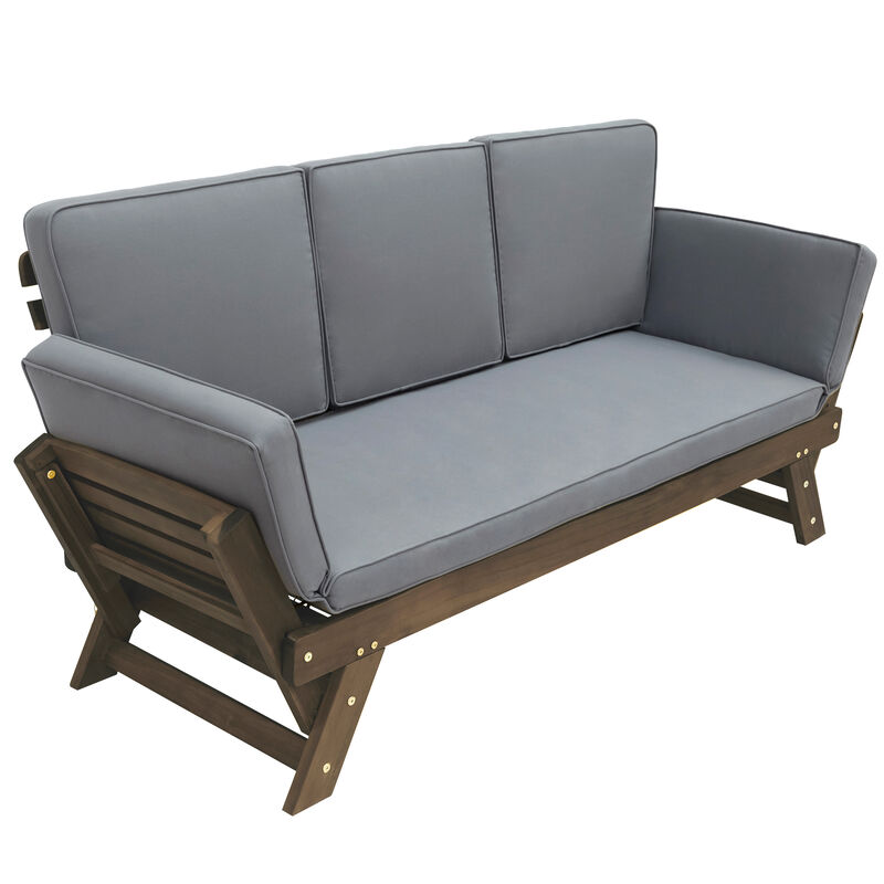 Merax Solid Outdoor Adjustable Patio Wooden Daybed Sofa