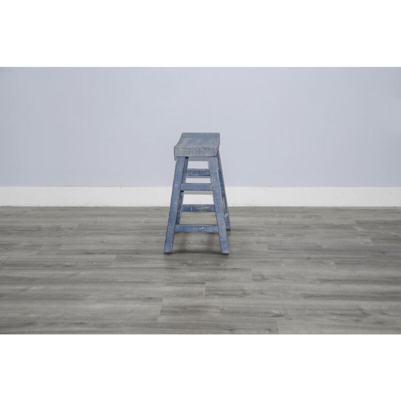 Sunny Designs Ocean Blue Counter Saddle Seat Stool, Wood Seat