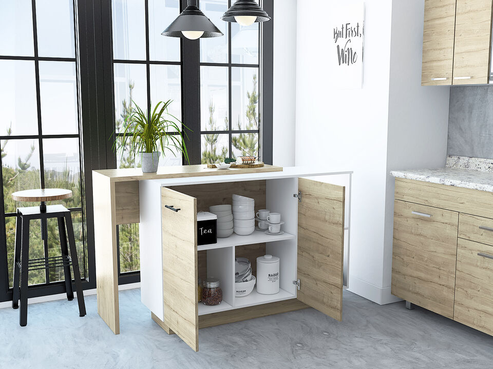 Streamdale Chesterfield 2-Shelf 1-Drawer 3-Division Kitchen Island White