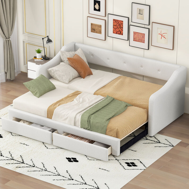 Merax Upholstered Daybed Bed with 2 Drawers